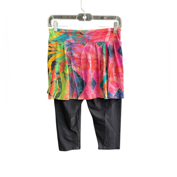 Donajo Pants - DonaJo L women’s neon printed skirted Capri leggings